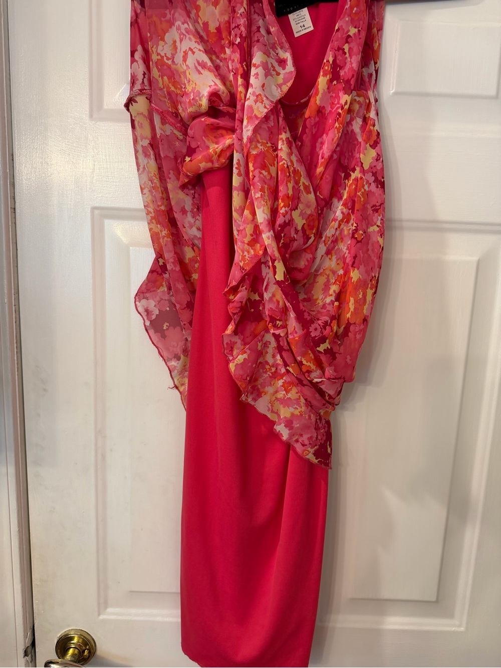 connected apparel Hot Pink Floral Print Sleeveless lined Dress size 14 - Picture 7 of 10